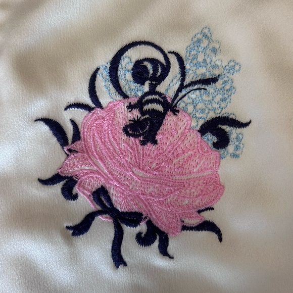 Disney Alice in Wonderland Blue & Ivory Embroidered Satin Varsity Jacket - Picture 6 of 13